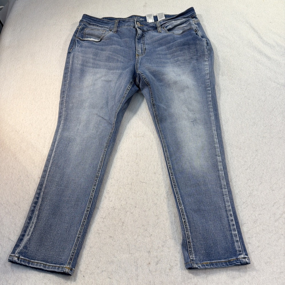 Time and Tru Womens Petite 20 Skinny Jeans Distressed Blue Mid Rise Denim 20P